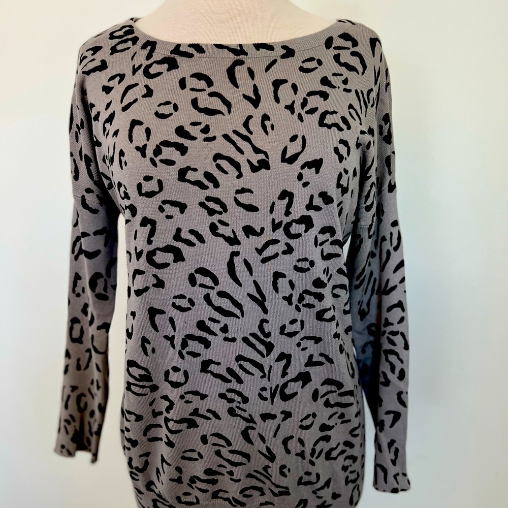 Gray/Black Cheetah Print Sweater